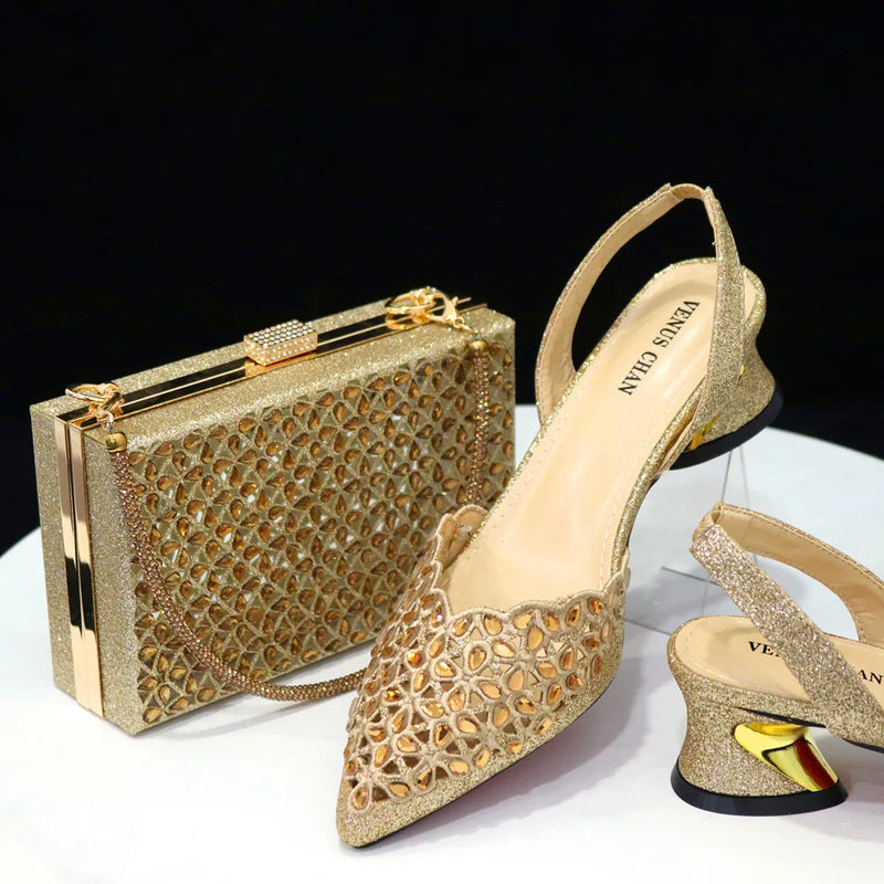 Sapato Feminino com Strass + Bolsa - Design Italiano
