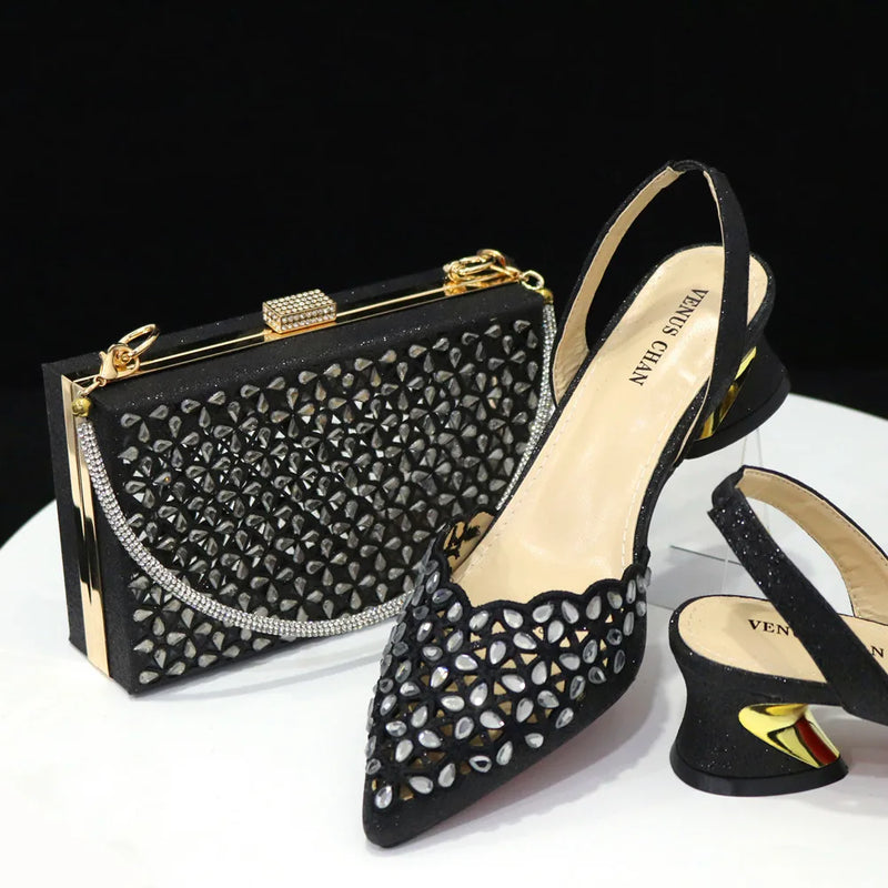 Sapato Feminino com Strass + Bolsa - Design Italiano